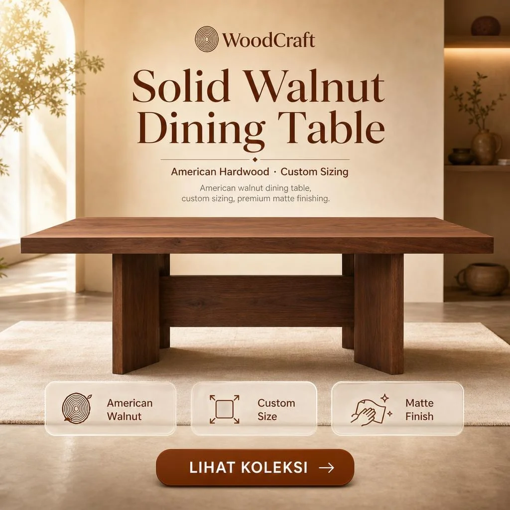Japandi Solid Walnut Dining Table