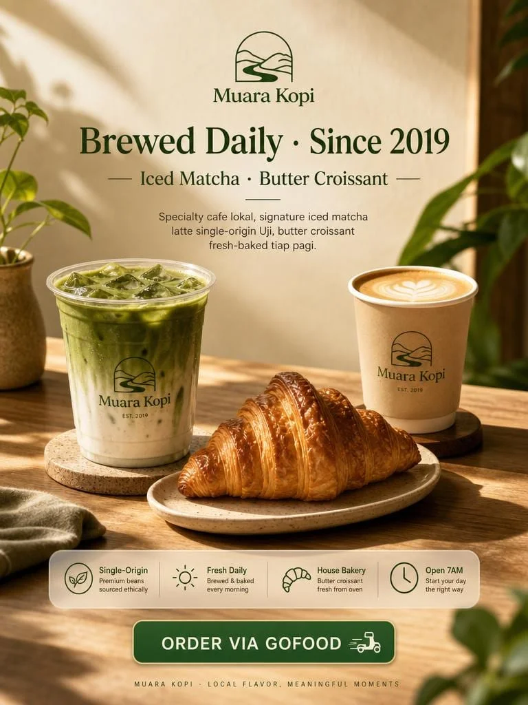 Iced Matcha Latte & Butter Croissant