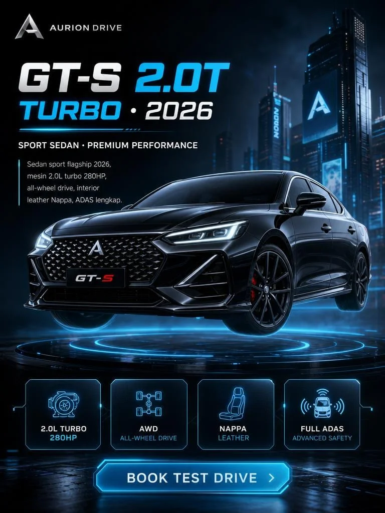 Sports Sedan on Glowing Cyan HUD Platform